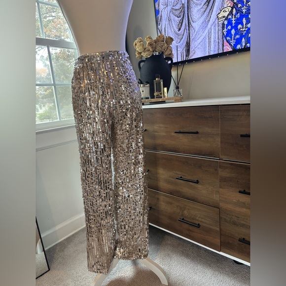 Cream Sequin Pants - Picture 4 of 6